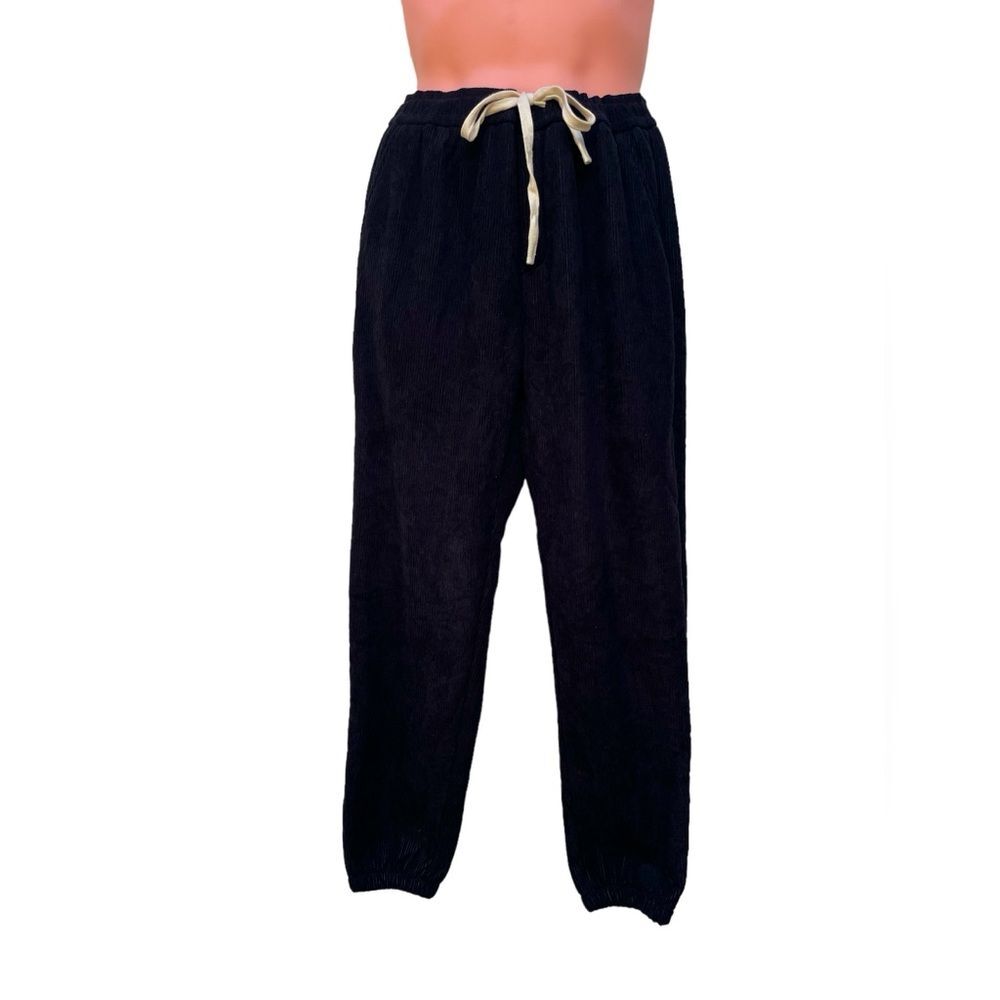 cozy warm men's  winter full lined  black joggers pants size large